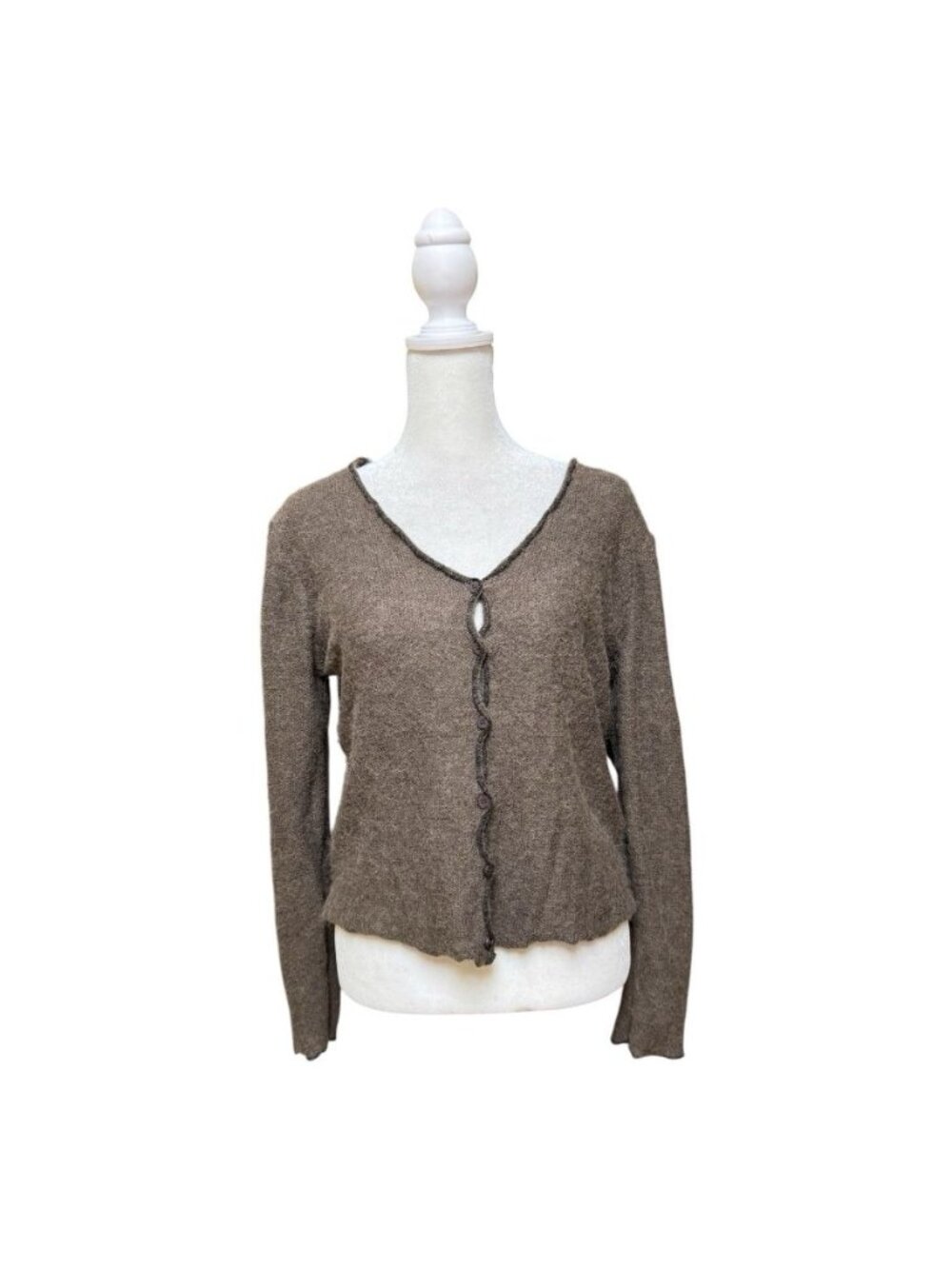 Zara Alpaca Wool Blend Cropped Cardigan Brown Fuzzy Knit Women’s Medium